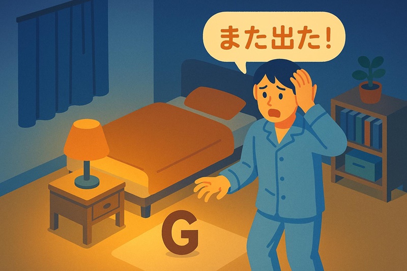 深夜に見失ったゴキブリの再出現リスク